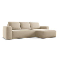ECKSOFA mit Schlaffunktion Samt Stoff Beige - Beige/Creme, Kunststoff/Textil (258/160cm) - Makamii