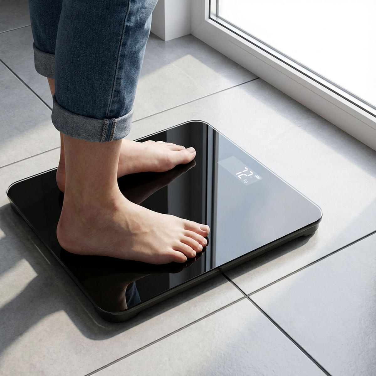 KÖRPERWAAGE Badezimmer 26 x 26 cm - Schwarz, Glas (26/26/1cm) - Intirilife