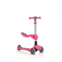 KINDERROLLER Kiki 2 in 1 rosa Höhe einstellbar 4 blinkende PU-Räder, klappbar - Rosa, Metall (59.5/24/61cm)
