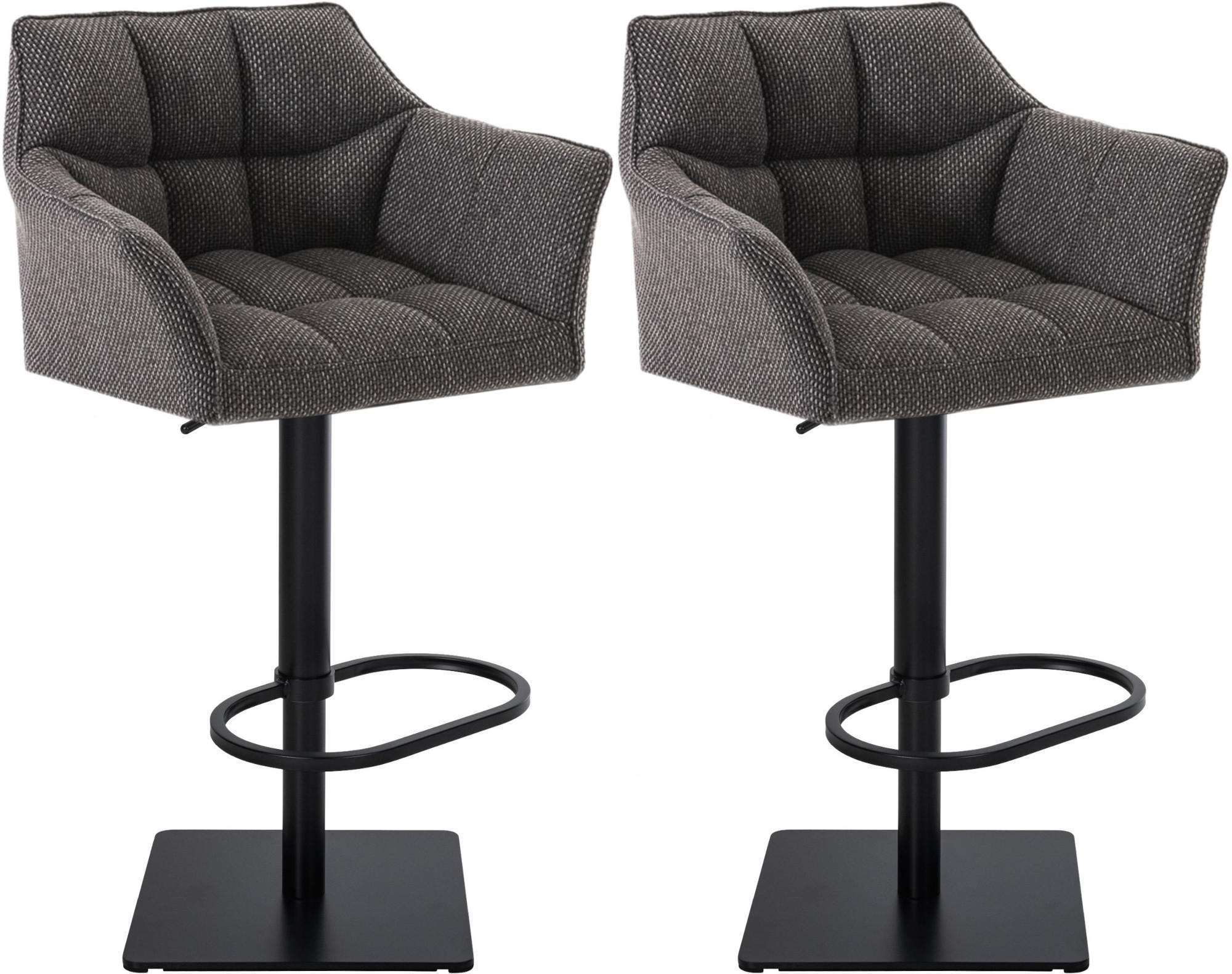 BARHOCKER 2er Set Stoff Titangrau - Graubraun/Schwarz, Textil/Metall (64/88/45cm) - CLP
