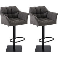 BARHOCKER 2er Set Stoff Titangrau - Graubraun/Schwarz, Textil/Metall (64/88/45cm) - CLP