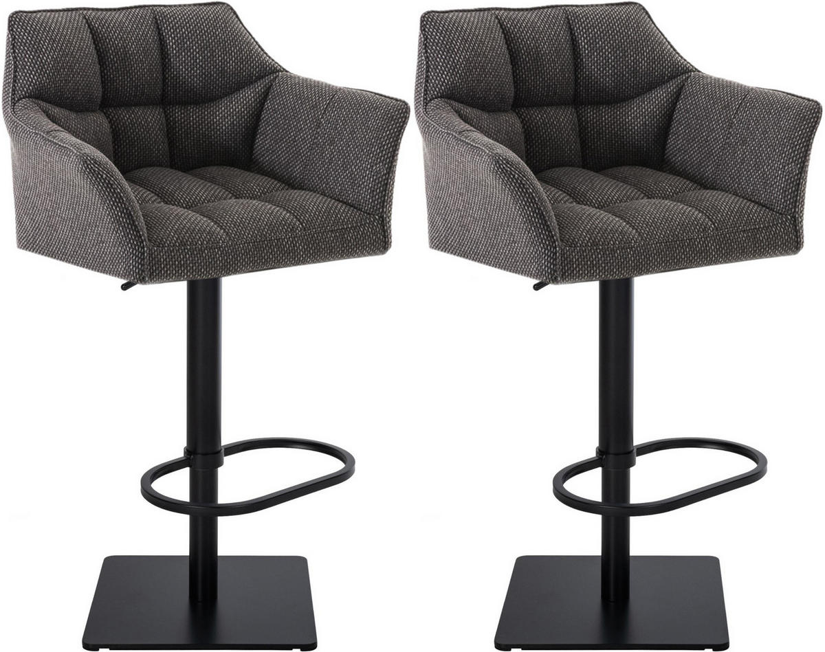 BARHOCKER 2er Set Stoff Titangrau - Graubraun/Schwarz, Textil/Metall (64/88/45cm) - CLP