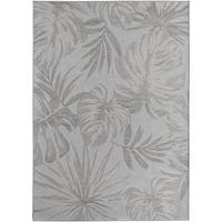 TEPPICH Outdoor Flachgewebe Tropenmuster Polypropylen Terrasse Grau Rechteckig 280x370 - Grau, Textil (280/370cm) - KADIMA DESIGN
