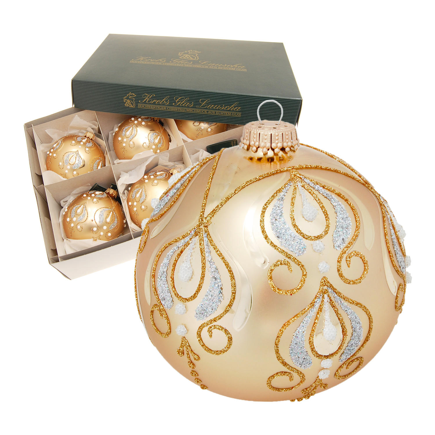 Krebs Glas Lauscha Christbaumkugeln Gold 8x8x8 cm