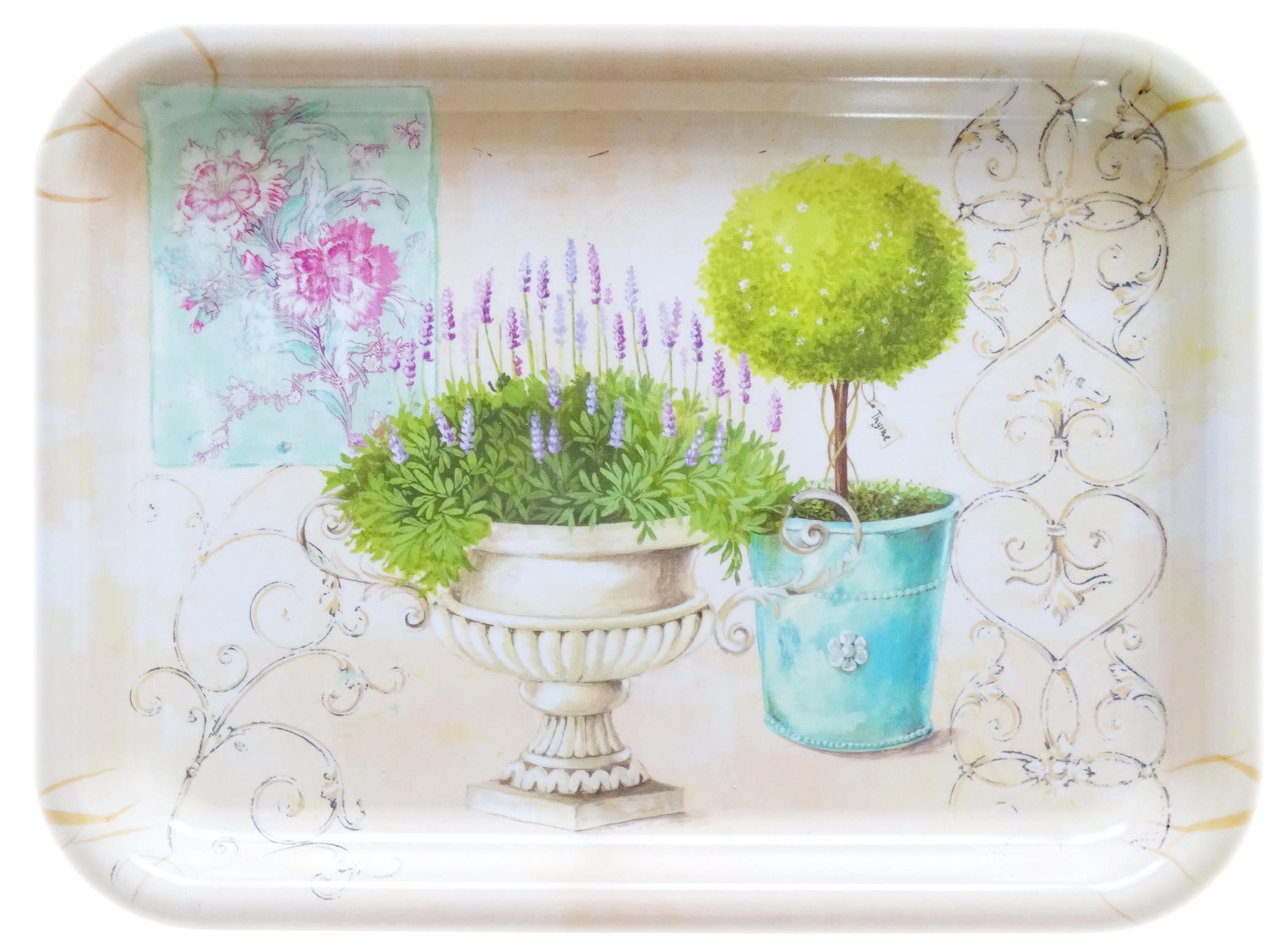TABLETT Garten, rechteckige Melamin Serviertablett 31x23 cm - Grün, Kunststoff (23/2/31cm) - Lashuma