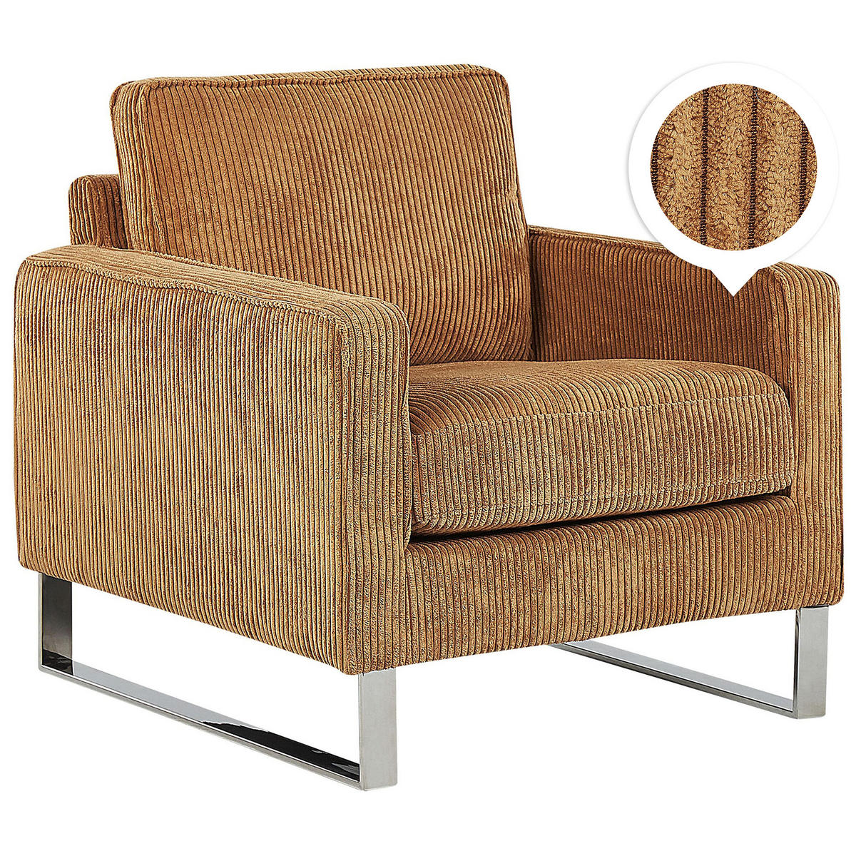 SESSEL Cord Braun Vind - Braun, Textil/Metall (76/82/82cm) - Beliani