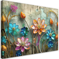 WANDBILD blumen glas abstrakt buntes - Multicolor, Textil (60/40cm) - Feeby