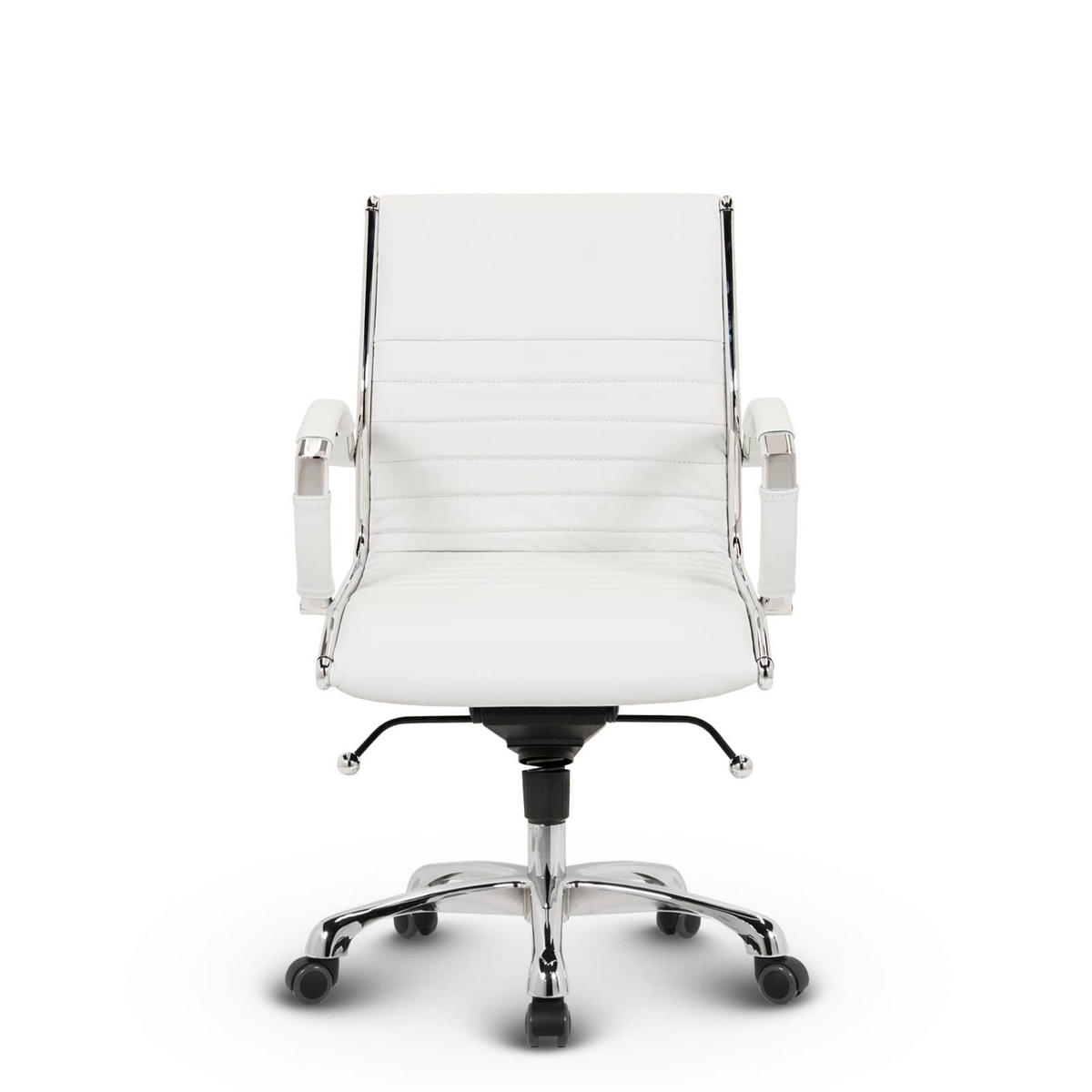 DREHSTUHL Montreal Echtleder Weiss – ergonomisch, 150 kg belastbar, Sitzhöhe 46-54cm - Weiß, Leder/Metall (60/97/60cm) - Versee