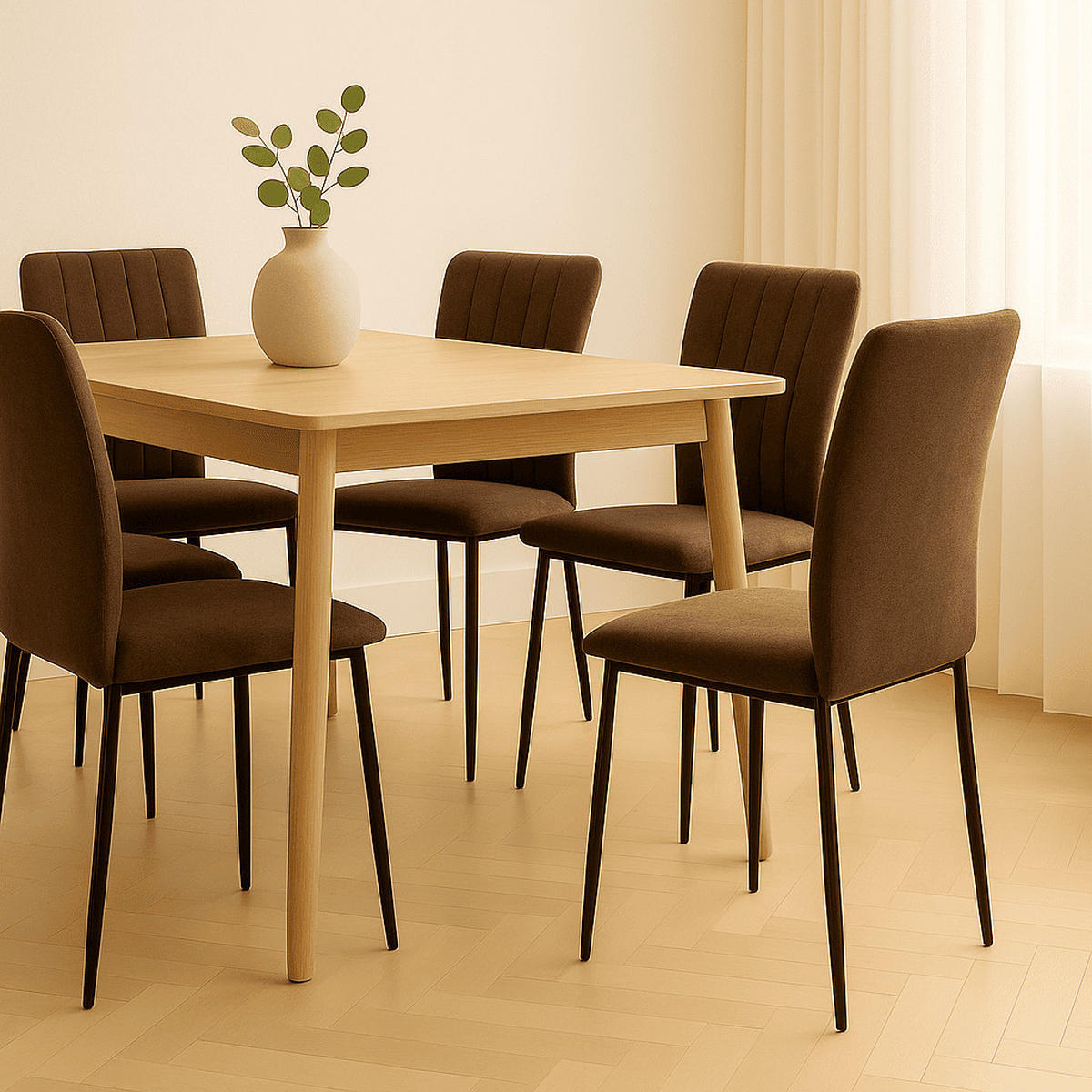 ESSZIMMERSTUHL Holly Braun 43/58/46 cm 4er-Set - Braun, Textil (58/46/43cm) - Calicosy