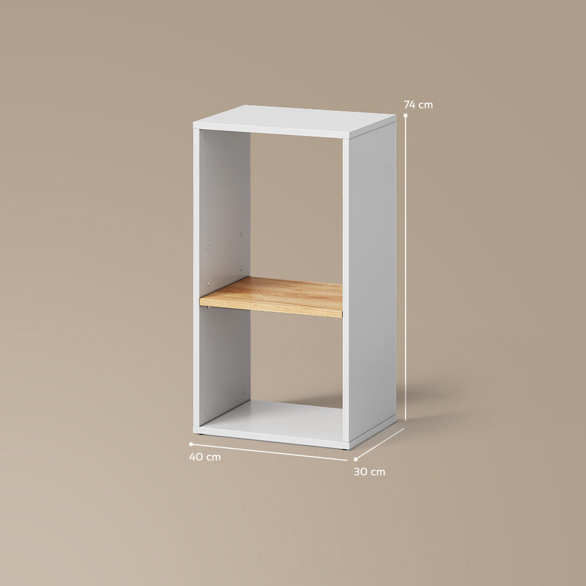 BÜCHERREGAL Lorena Weiß/Goldkraft Eiche mit 2 Fächern - Weiß, Holzwerkstoff (40/74/30cm) - Livinity®