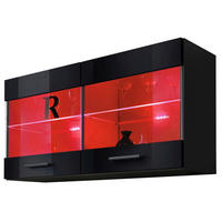 HÄNGEVITRINE SAVONA, Schwarz, LED Mehrfarbige - Schwarz, Glas/Holzwerkstoff (100/50/27.2cm) - Komodee