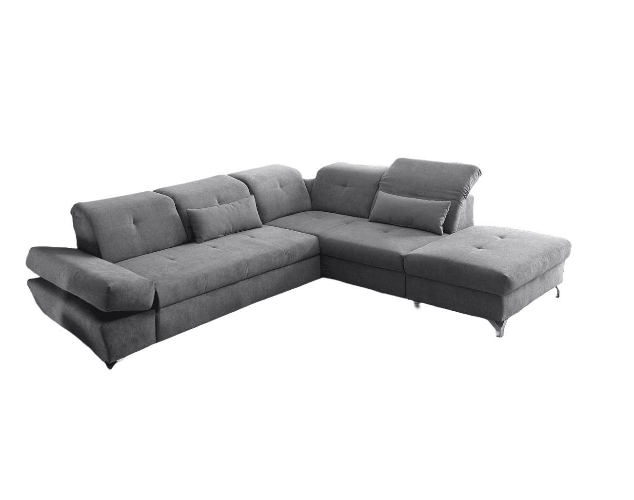 ECKSOFA mit Schlaffunktion und verstellbaren Kopflehnen - Chromfarben/Dunkelgrau, Textil/Metall (245/275cm) - ed exciting design