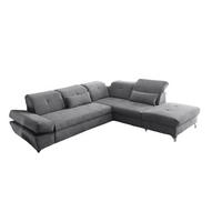 ECKSOFA mit Schlaffunktion und verstellbaren Kopflehnen - Chromfarben/Dunkelgrau, Textil/Metall (245/275cm) - ed exciting design