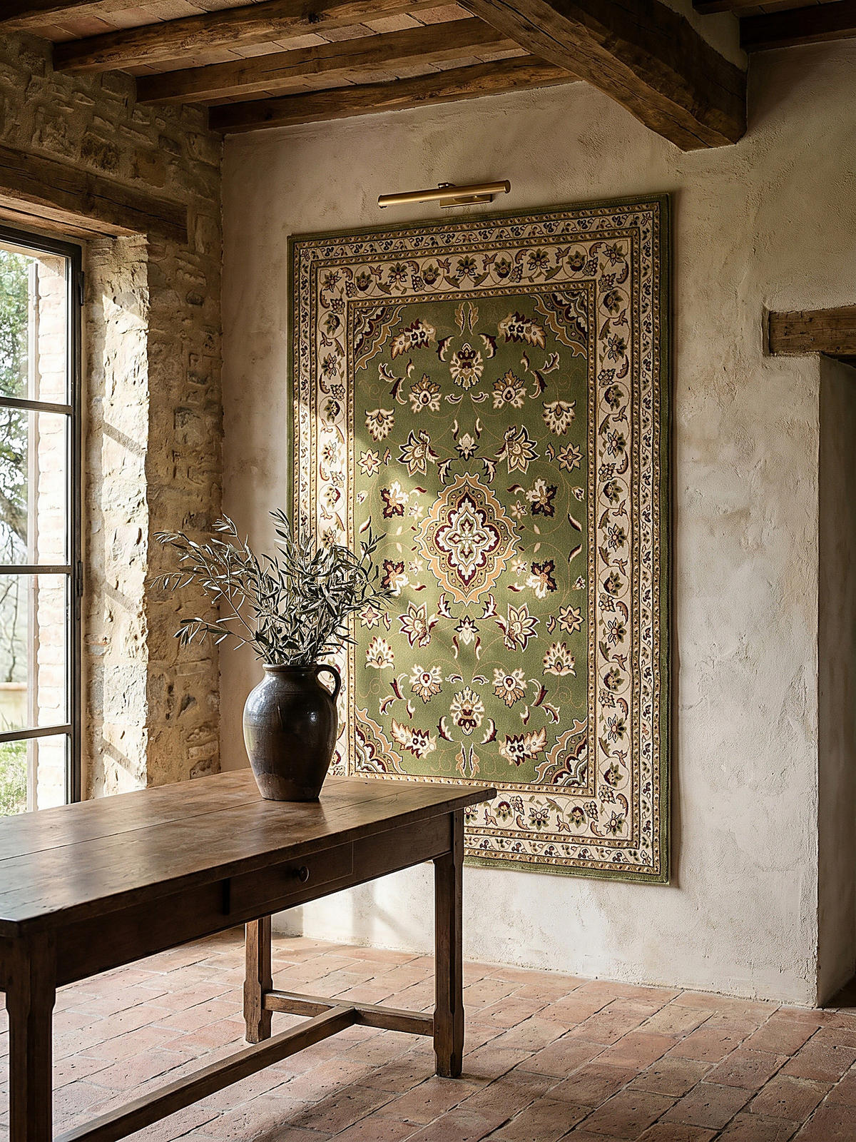 TEPPICH GLAZERT, klassisch-floral, Grün, 200 x 290 cm - Grün, Textil (200/290cm) - KADIMA DESIGN