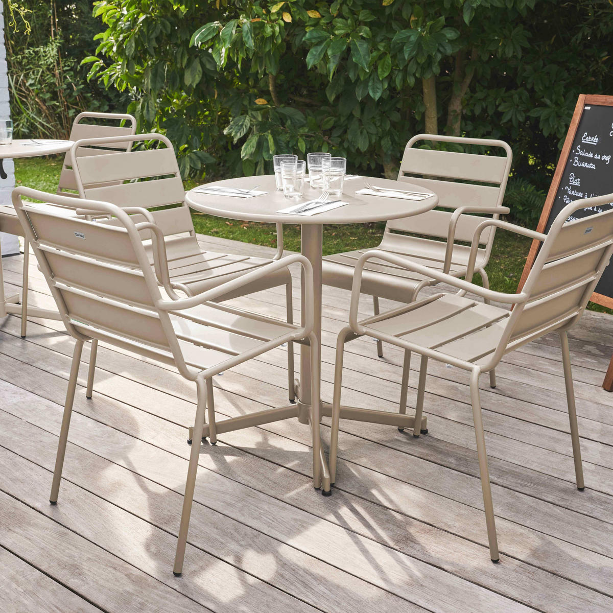 GARTENSET 5-tlg., Taupe - Taupe, Metall - Oviala