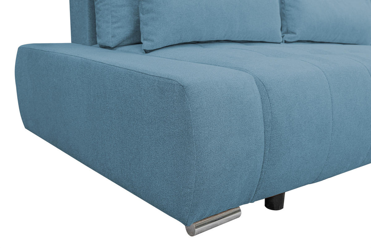 ECKSOFA Bloom mit Bettkasten und Schlaffunktion L-Form - Blau, Textil (267/185cm)