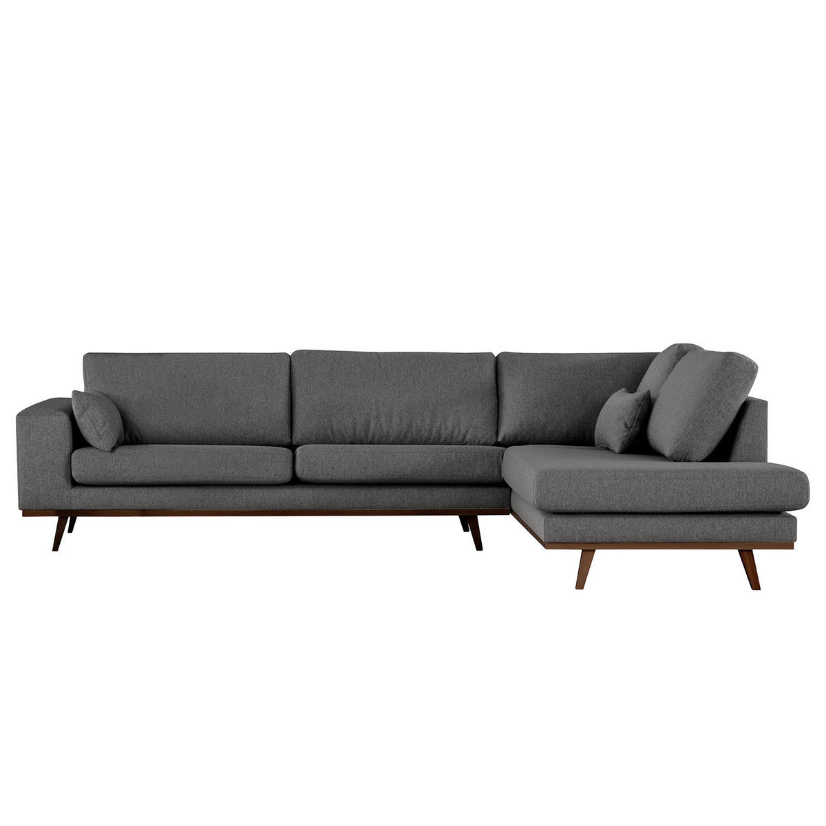 ECKSOFA mit Ottomane - Dunkelgrau/Buchefarben, Textil (287/219cm) - home24