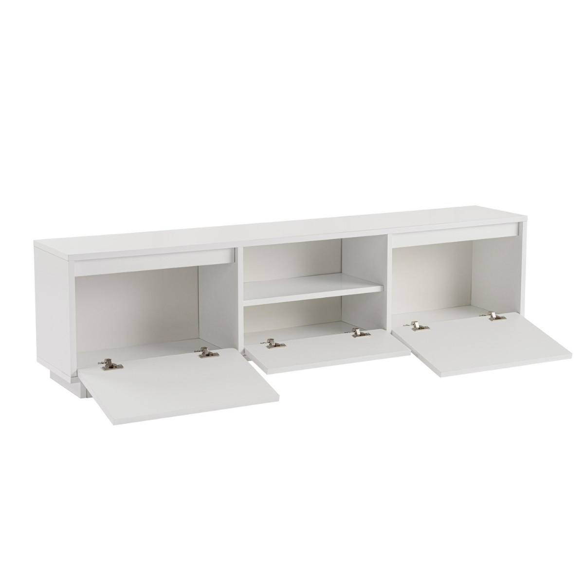 TV-MÖBEL mit 3 klappbaren türen und 1 offenem fach - vanguard 160/29,5/42 cm - Weiß, Holzwerkstoff (29.5/42/160cm) - Calicosy