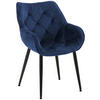 ARMLEHNENSTUHL Samt Dunkelblau - Schwarz/Dunkelblau, Textil/Metall (58/83/62cm) - CLP