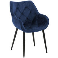 ARMLEHNENSTUHL Samt Dunkelblau - Schwarz/Dunkelblau, Textil/Metall (58/83/62cm) - CLP
