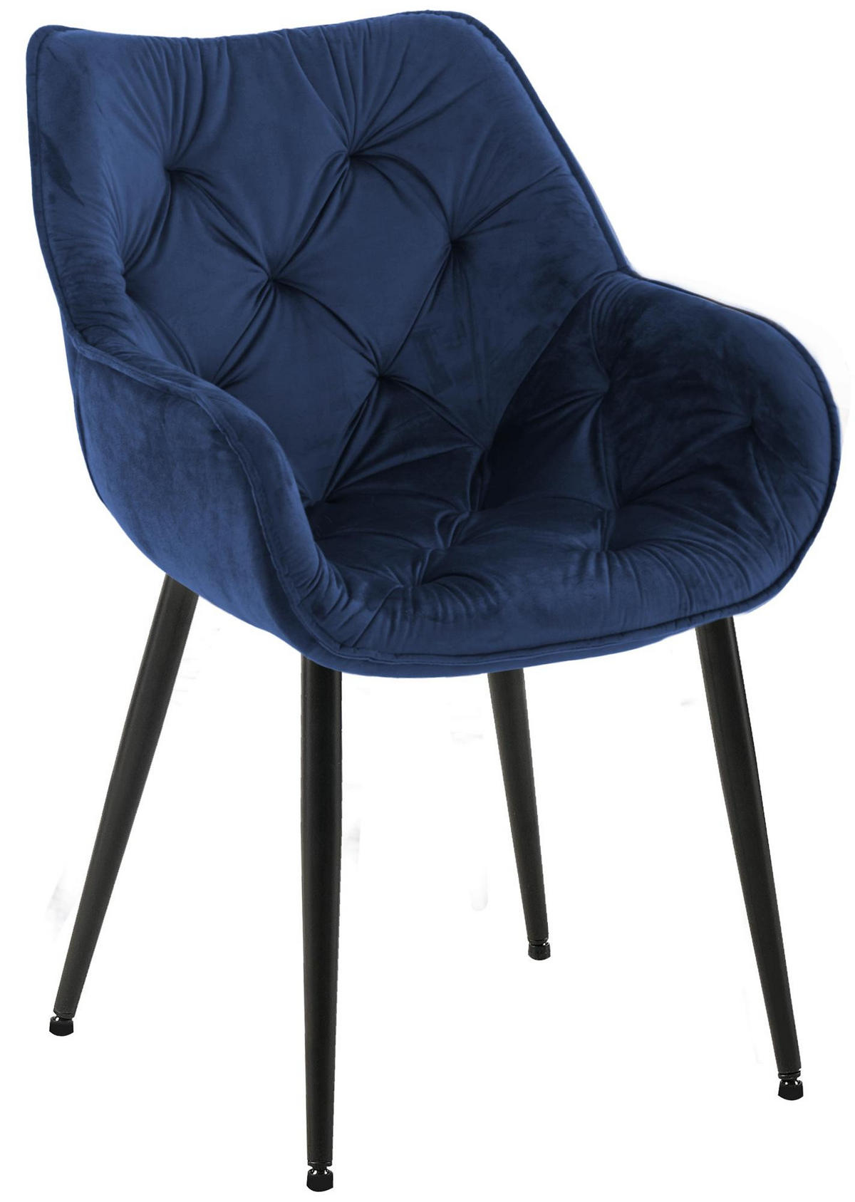 ARMLEHNENSTUHL Samt Dunkelblau - Schwarz/Dunkelblau, Textil/Metall (58/83/62cm) - CLP