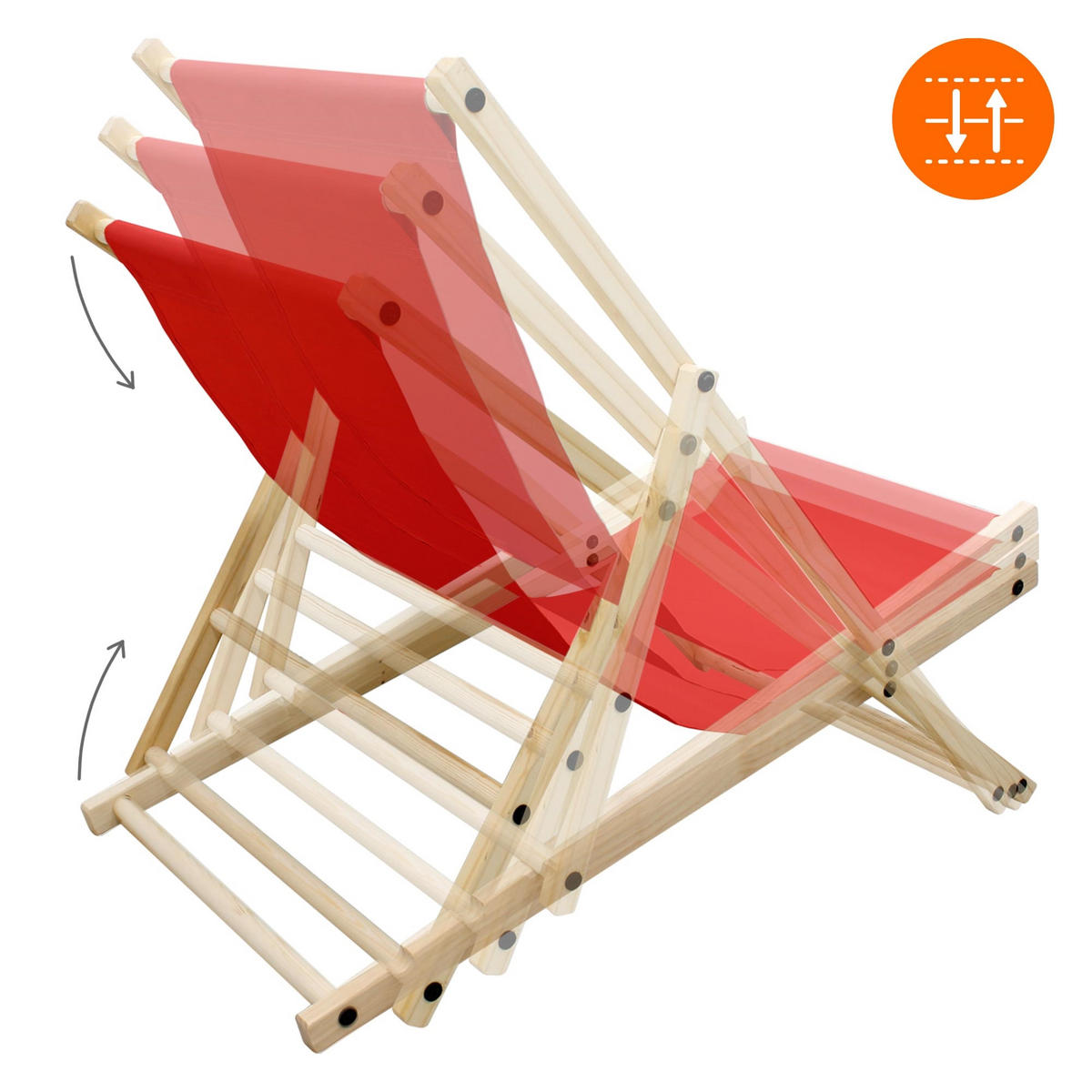 LIEGESTUHL samt Rot 2er Set - Rot, Holz (52/83/117cm) - ECD-Germany