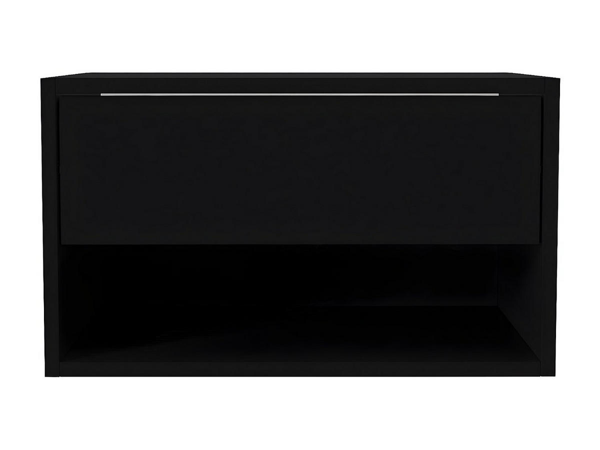 2ER-SET Nachttische hängend - 1 Schublade & 1 Ablage - Schwarz - RITAMI - Schwarz, Holz (60/35/40cm) - Vente-Unique