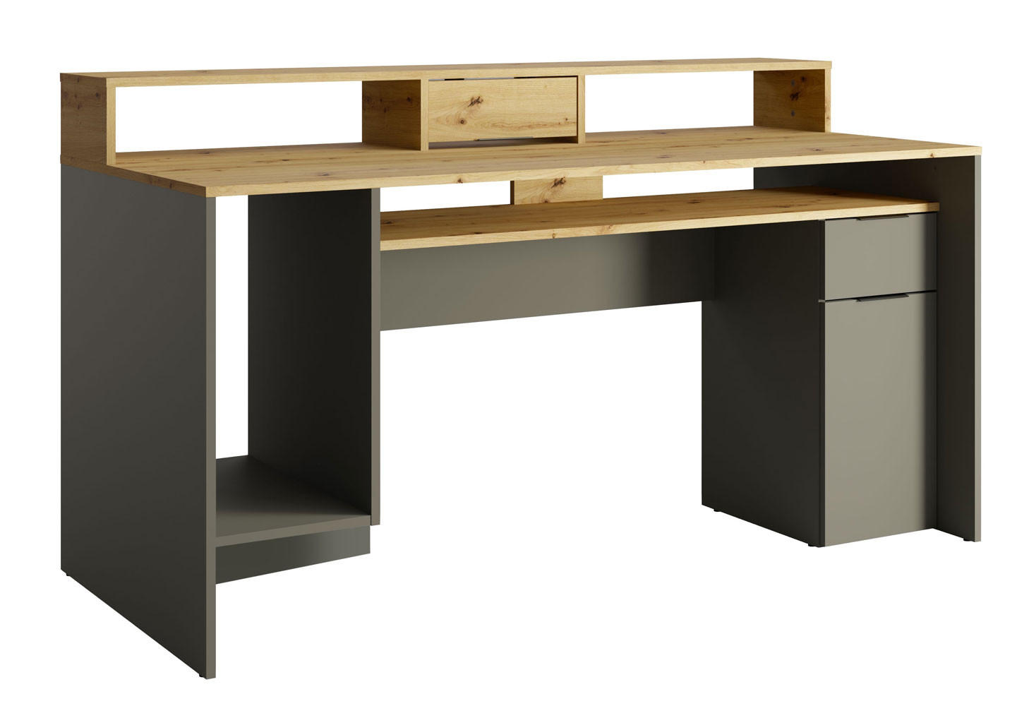 Feldmann-Wohnen Schreibtisch Graphit, Eiche 160x91.5x70 cm