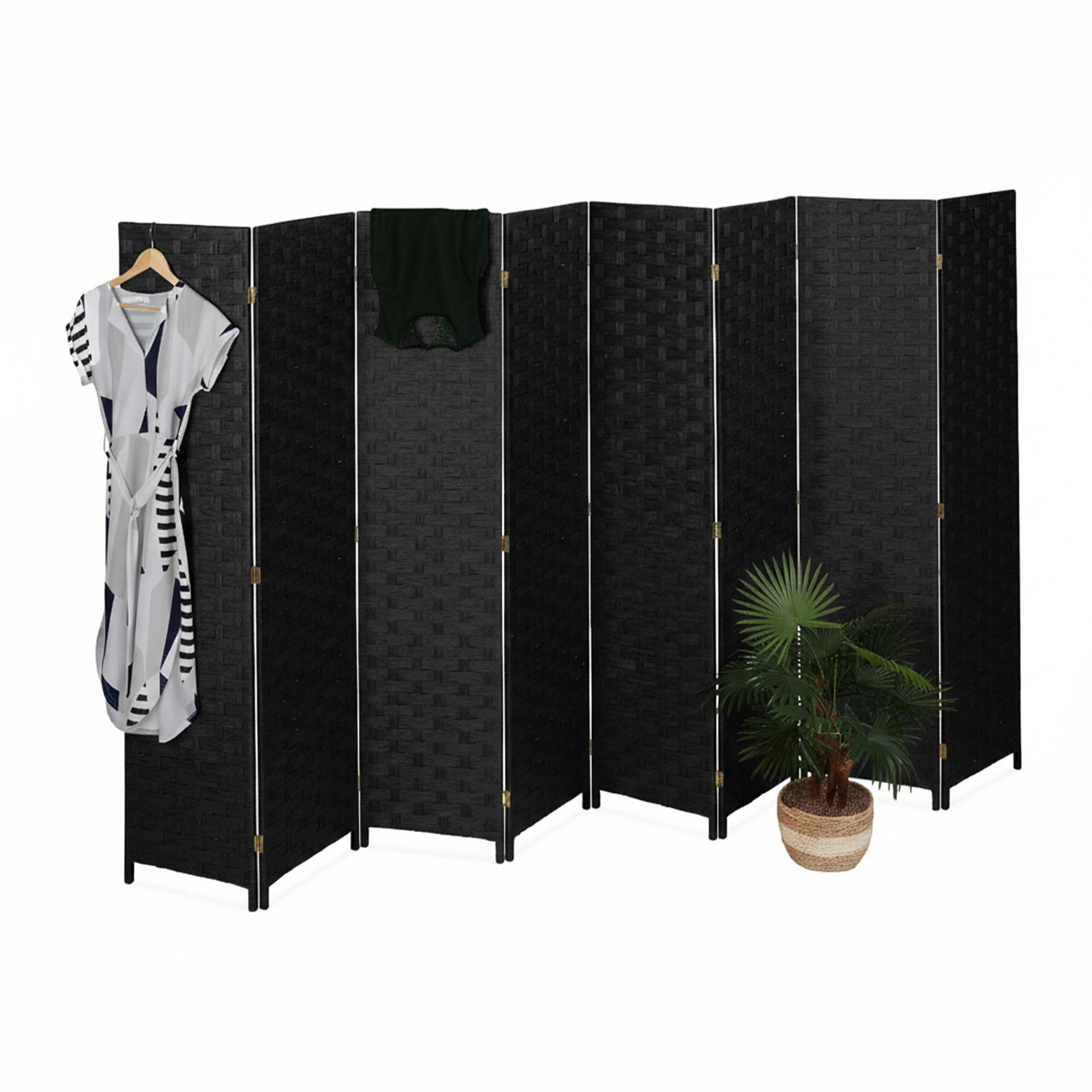 PARAVENT - Schwarz, Holz/Papier (320/170/2cm) - Relaxdays