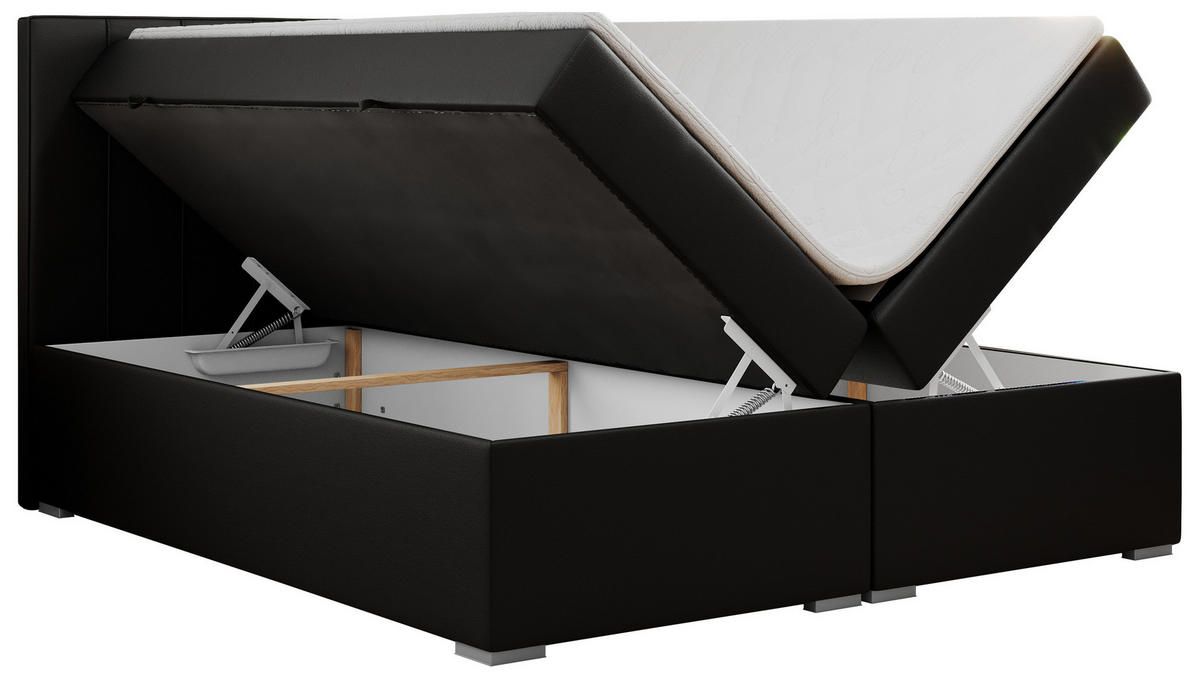 BOXBETT ALLY 140/200 Schwarz Kunstleder - H4 - Schwarz, Holz/Textil (140/200cm) - MKS