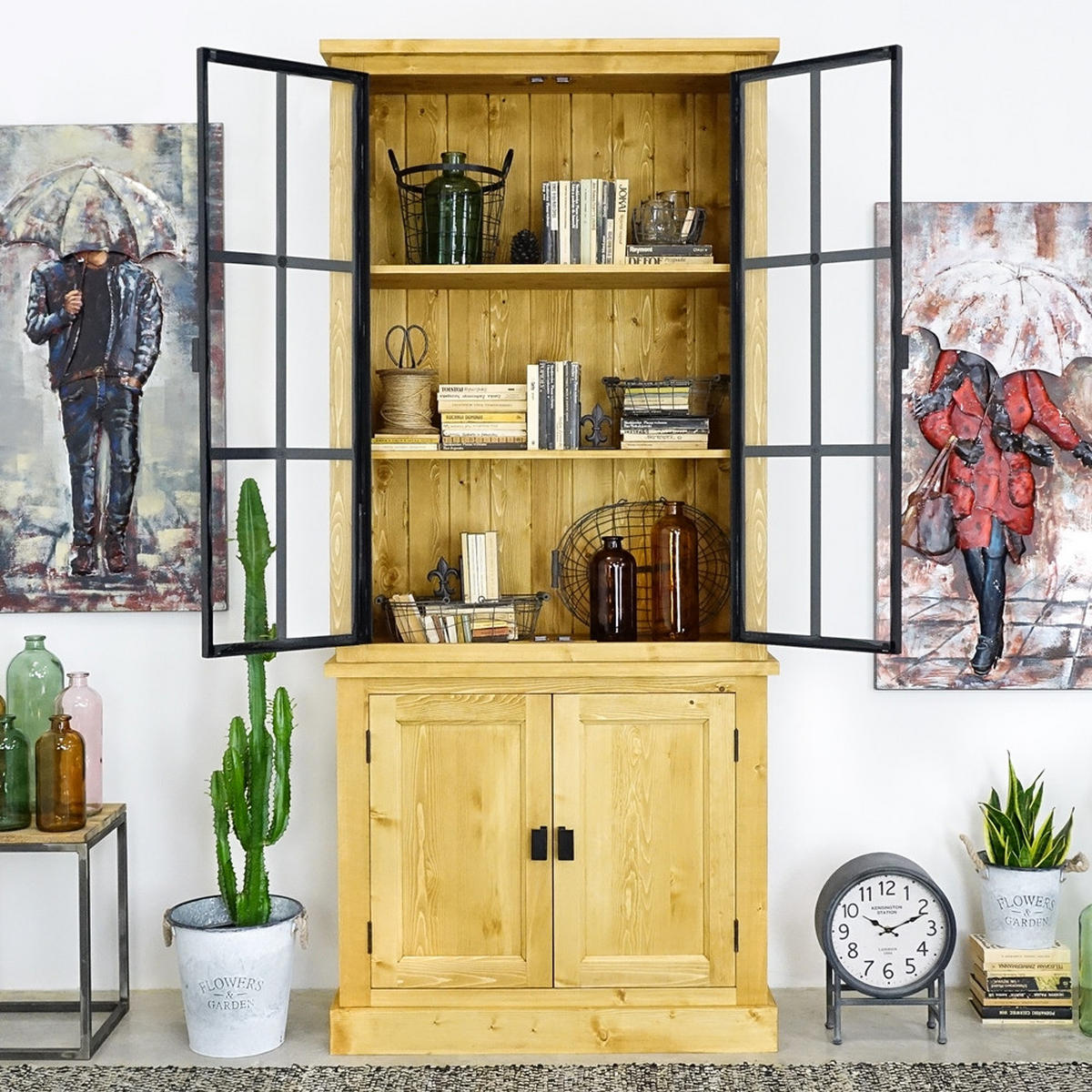 VITRINE aus Massivholz Industrial - Honig, Holz (100/223/45cm) - Seart