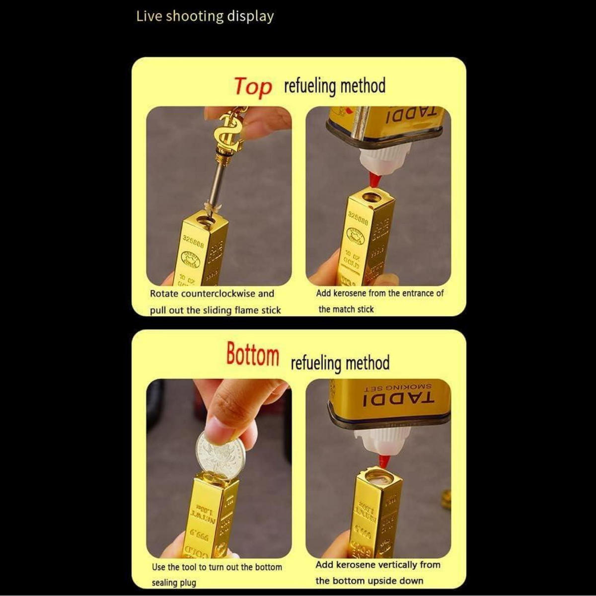 FEUERZEUG mit Schlüsselring Goldfarben - Goldfarben, Metall (1.5/1.5/5cm)