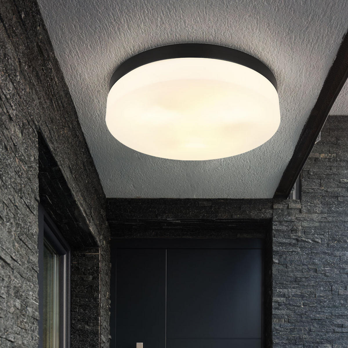 LED DECKENLEUCHTE Alu Glas Schwarz - Schwarz, Glas (30/30/6.5cm) - Globo Lighting