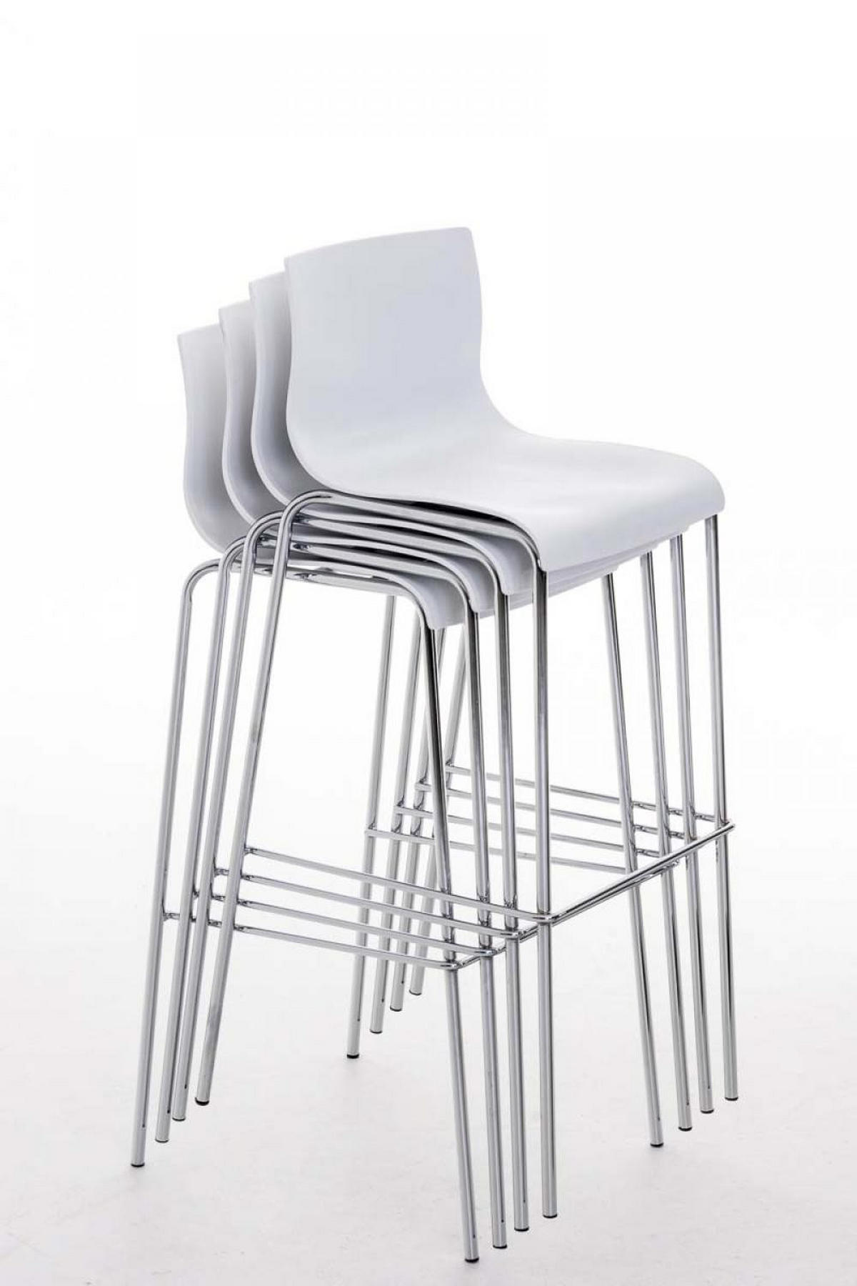 BARHOCKER 2er Set Kunststoff weiß - Chromfarben/Weiß, Kunststoff/Metall (43/100/48cm) - CLP