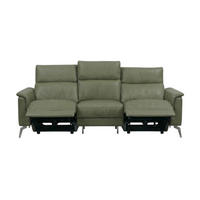 3-SITZER Sofa Borea Echtleder mit 2 x Relaxfunktion Olivgrün - Olivgrün, Leder/Metall (220/102/98cm)