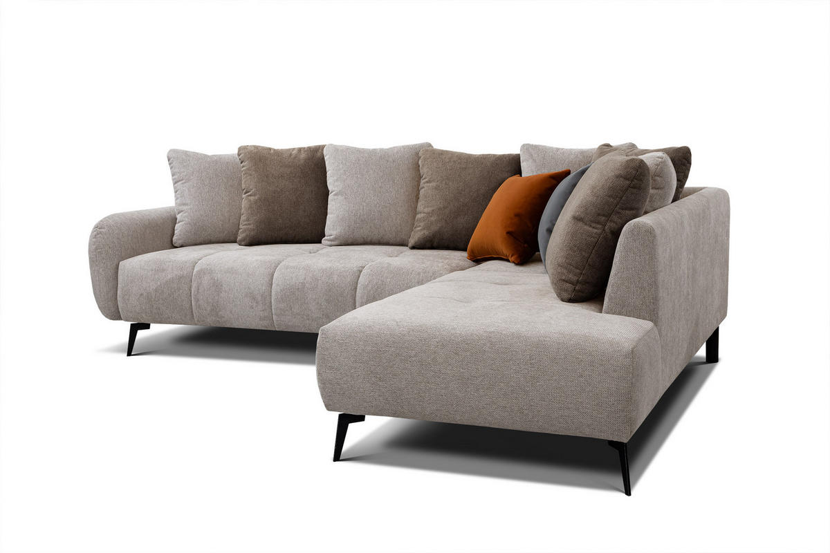 ECKSOFA EVENTO 5-Sitzer, beige - Beige/Schwarz, Holzwerkstoff/Textil (266/206cm) - Courtois Laville