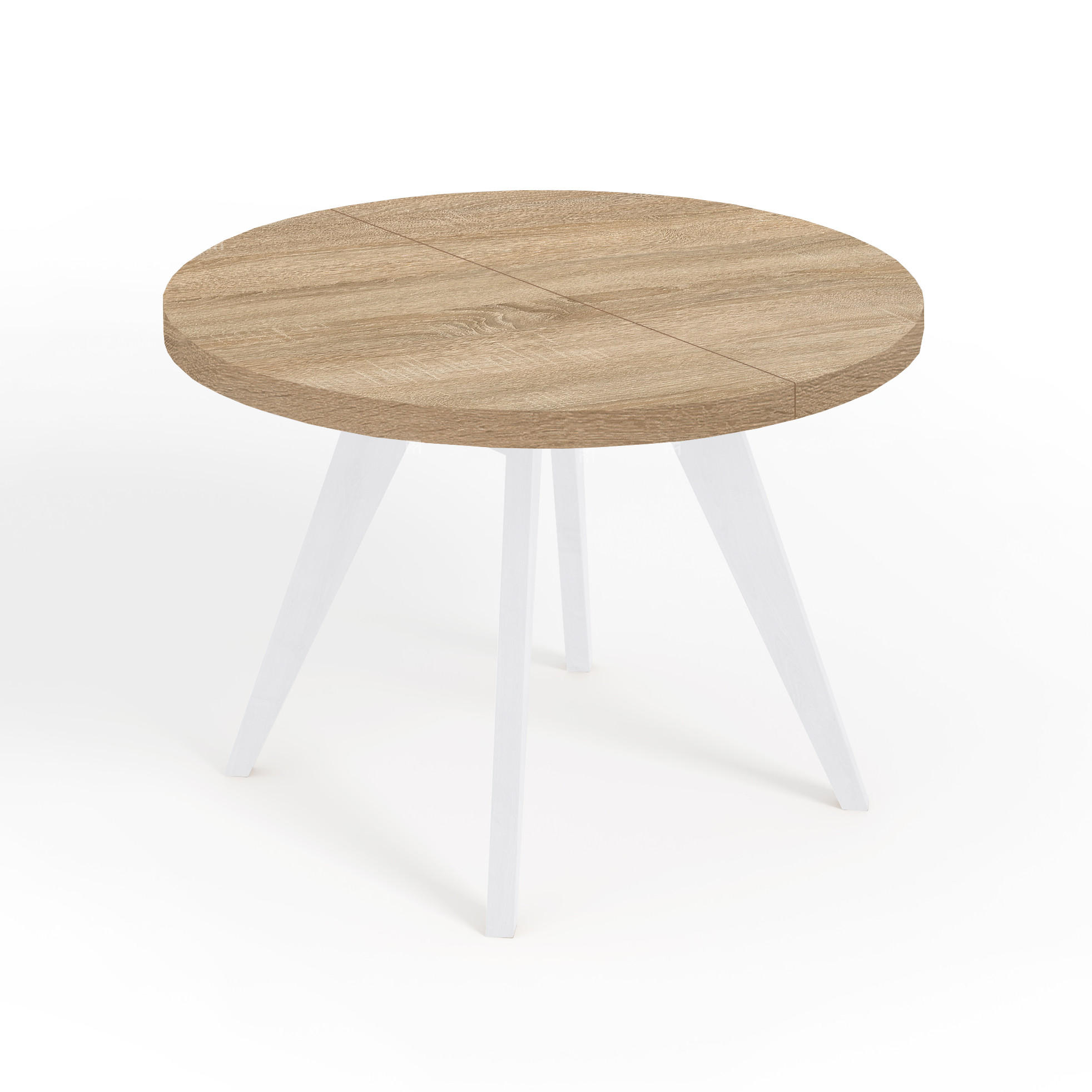 ESSTISCH LORA, Durchmesser: 110 / 210 cm Eiche Sonoma / Weiß - Weiß/Sonoma Eiche, Holz (110/210/76cm) - Dekori_Interiors