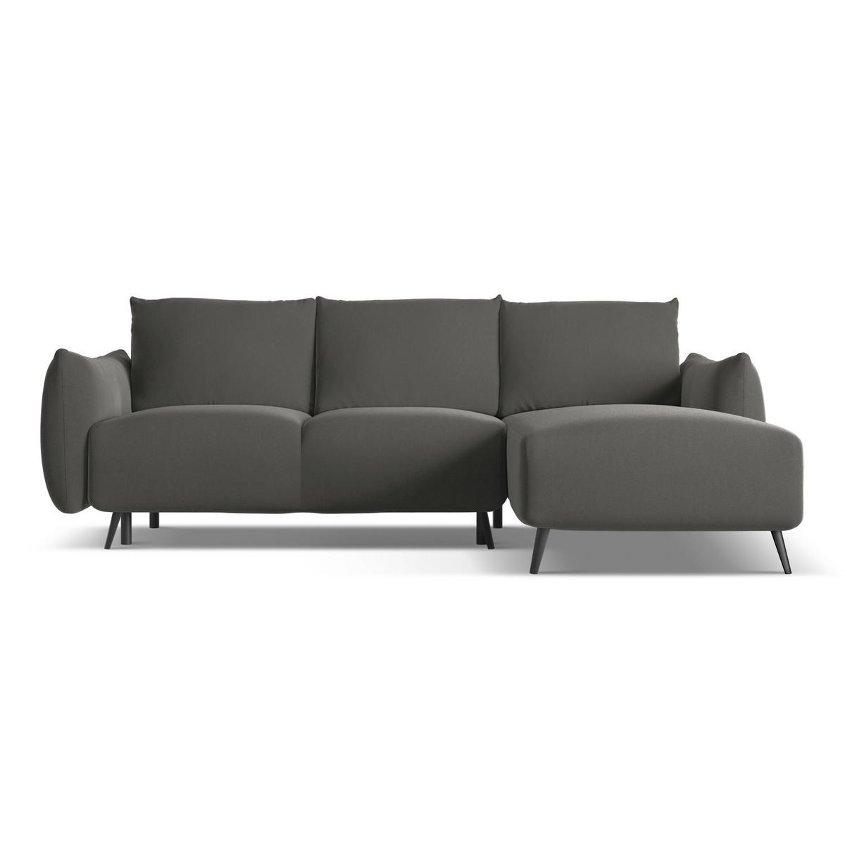 ECKSOFA mit Schlaffunktion Samt Stoff Grau - Dunkelgrau/Schwarz, Textil/Metall (242/162cm) - LaMiaSofa