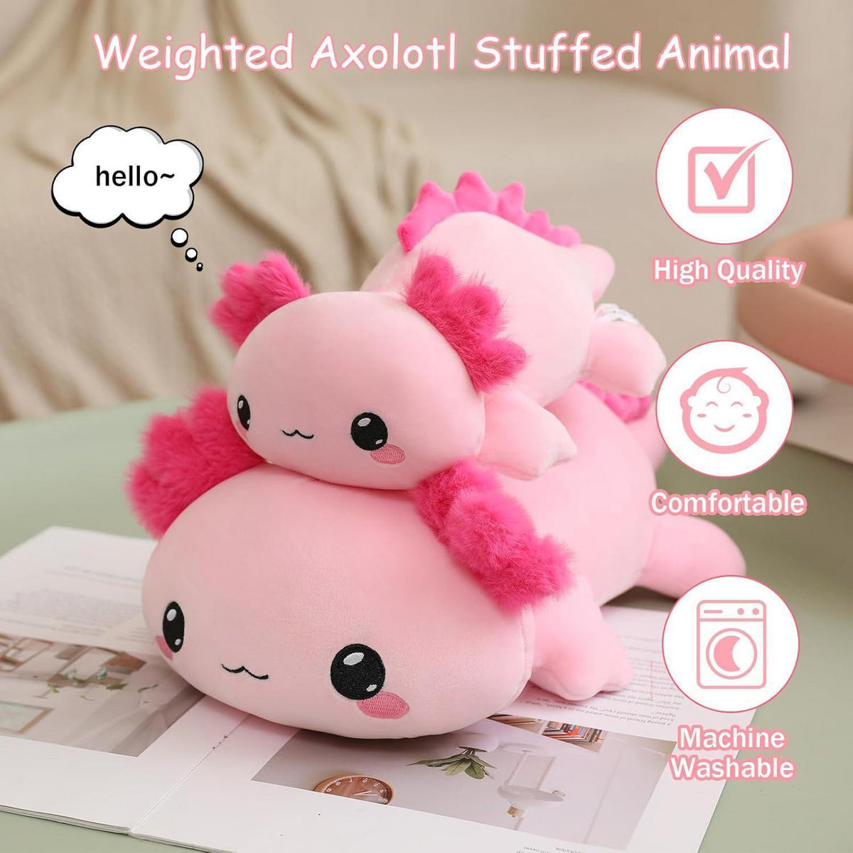 PLÜSCHTIER Axolotl 35 cm - Rosa, Textil (12.7/20.3cm)