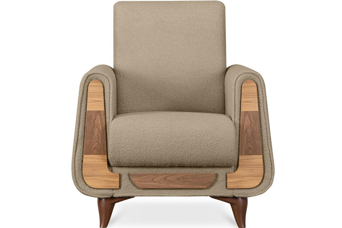 SESSEL GUSTAVO mit Armlehnen, hellbeige - Beige/Braun, Holz/Holzwerkstoff (83/95/92cm) - KONSIMO®