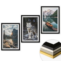 WANDBILDER 3er-Set - 40x60 cm Schwarzer Rahmen - Berge, Seen, Wölfe, Natur - Schwarz, Kunststoff (40/60cm) - ArtPrintCave