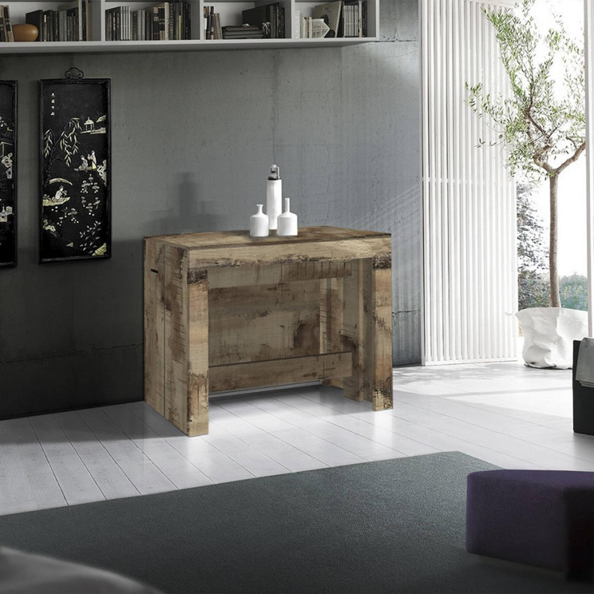 AUSZIEHBARER TISCH Holz-Effekt Ahorn 90/300/77 cm - Braun, Holzwerkstoff (90/300/77cm) - DMORA