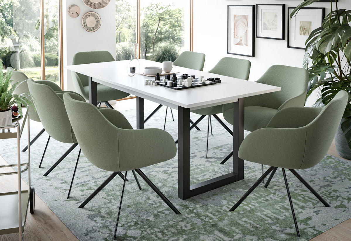 ESSTISCH weiß, grau 150 - 190 cm, Küchentisch ausziehbar - Dunkelgrau/Weiß, Holzwerkstoff/Metall (150/90/76cm) - Inn.Furn