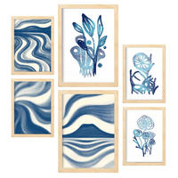 POSTER Set Mit 6 Immer Noch Natur In Blume Zusammenfassung Ästhetische Dekorative Gemälde Für Ihr Wohnzimmer Zuhause A3 & A4 Rahmen Aus Hellem Holz - Beige, Papier (29/3cm) - Nacnic