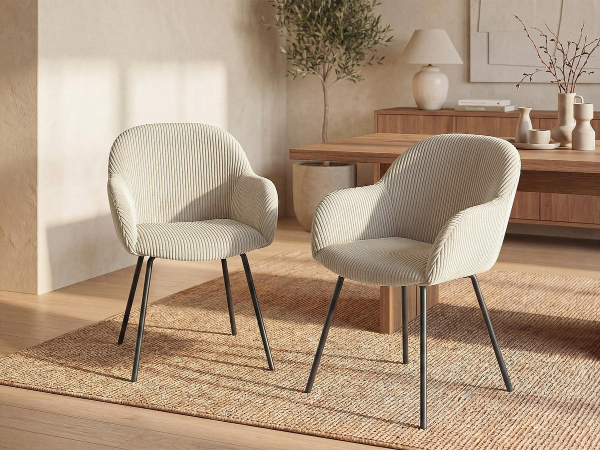 STUHL - 58 cm x 62 cm - Samt, Stoff - Beige MARENZIA - Beige, Textil (58/82.5/62cm) - Vente-Unique