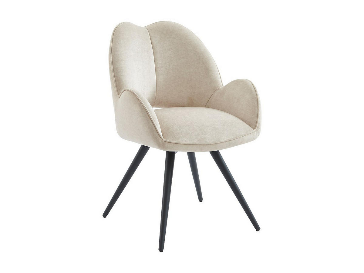 DREHSTUHL mit Armlehnen 6er-Set - Stoff & schwarzes Metall - Beige - GULSUN - Beige, Textil (60/86/66cm) - Vente-Unique