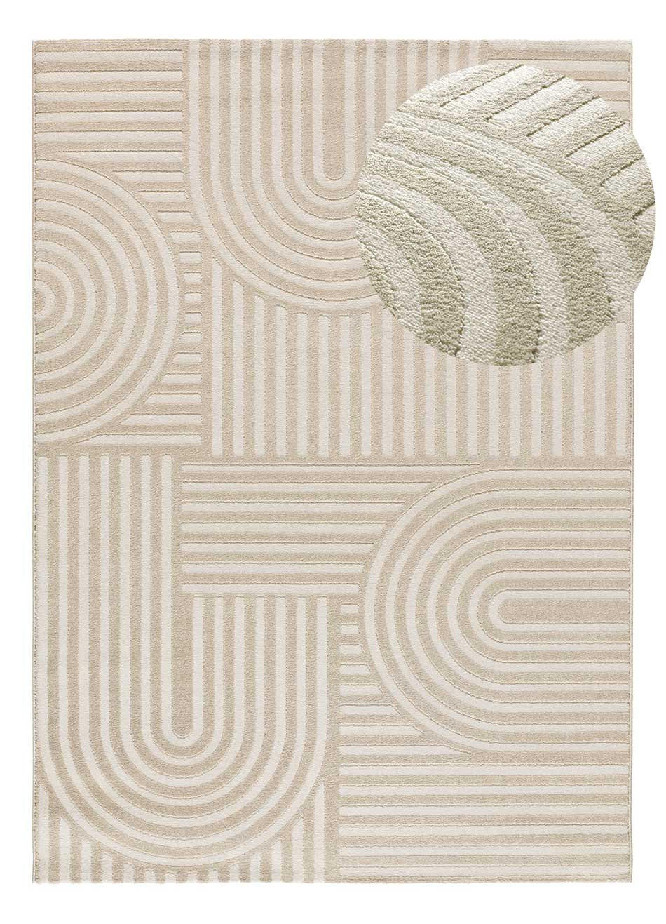 WEBTEPPICH mit geometrischem Muster Weiß Geprägt Zen 133/190 cm - Weiß, Naturmaterialien/Textil (133/190cm) - Atticgo