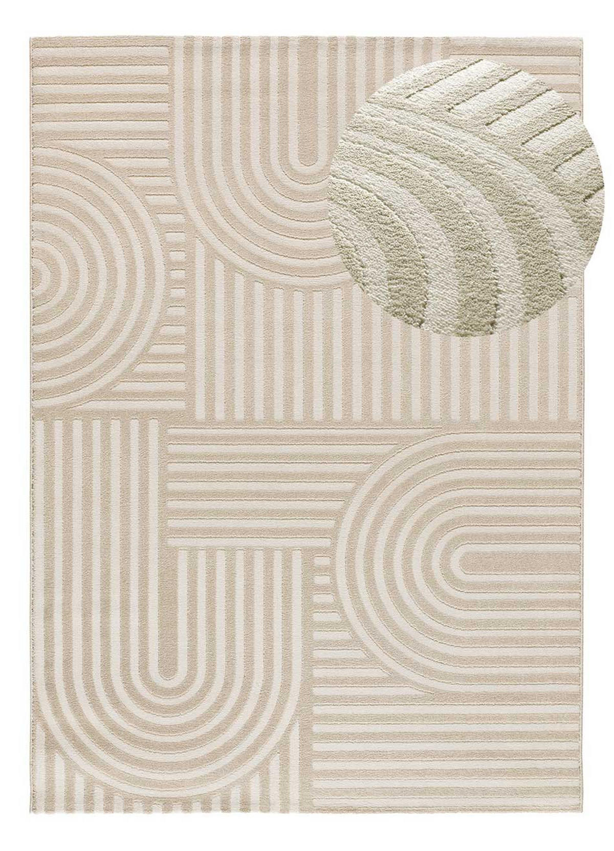 WEBTEPPICH mit geometrischem Muster Weiß Geprägt Zen 160/230 cm - Weiß, Naturmaterialien/Textil (160/230cm) - Atticgo
