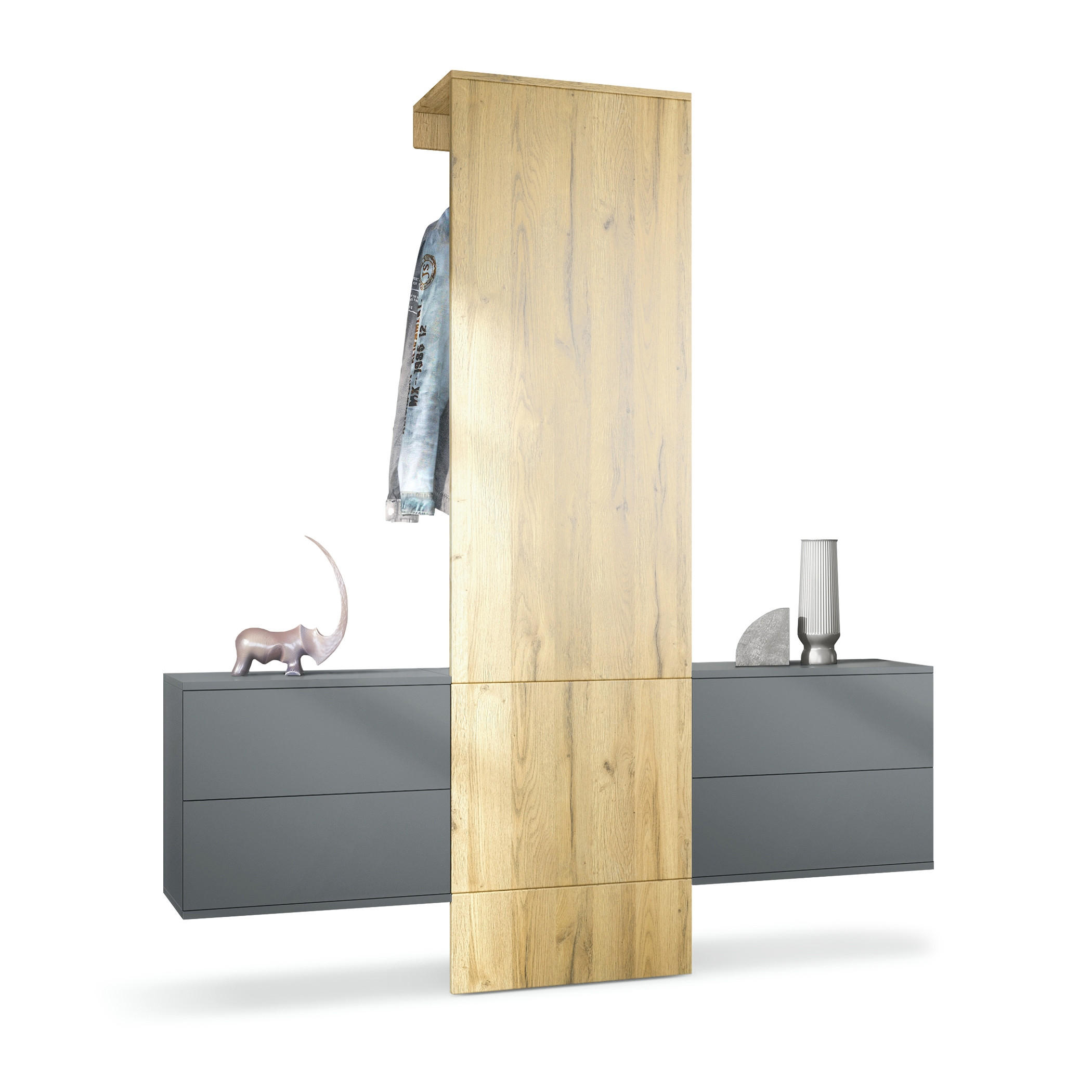 GARDEROBE Carlton Paneel in Eiche Nature - Eichefarben, Holzwerkstoff (157/193/35cm) - Vladon