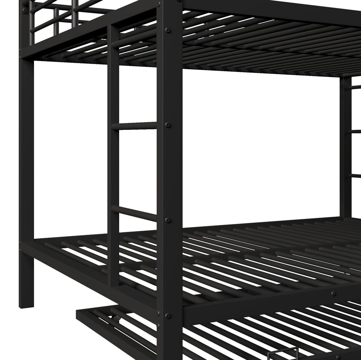 ETAGENBETT 140/200 cm aus Metall in Schwarz mit Ausziehbett und hohen Gittern - Schwarz, Metall (140/200cm) - OKMYHOME